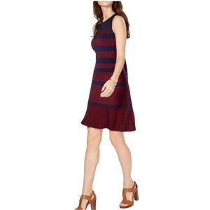 Michael Kors Paisley Paneled Stretch Shift Dress Stripe Navy & Red Women’s PM